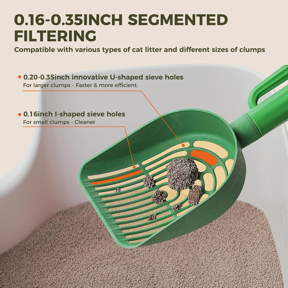 Cactus Cat Litter Scoop with Holder, 2 Replaceable Shovels - Cactus Green / Litter Scoop with 3 Trash Bags - image 4