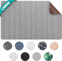 Dog Mat for Food and Water, Cat Feeding Mat - 16.5"L x 26"W / Gray Mud Cloth