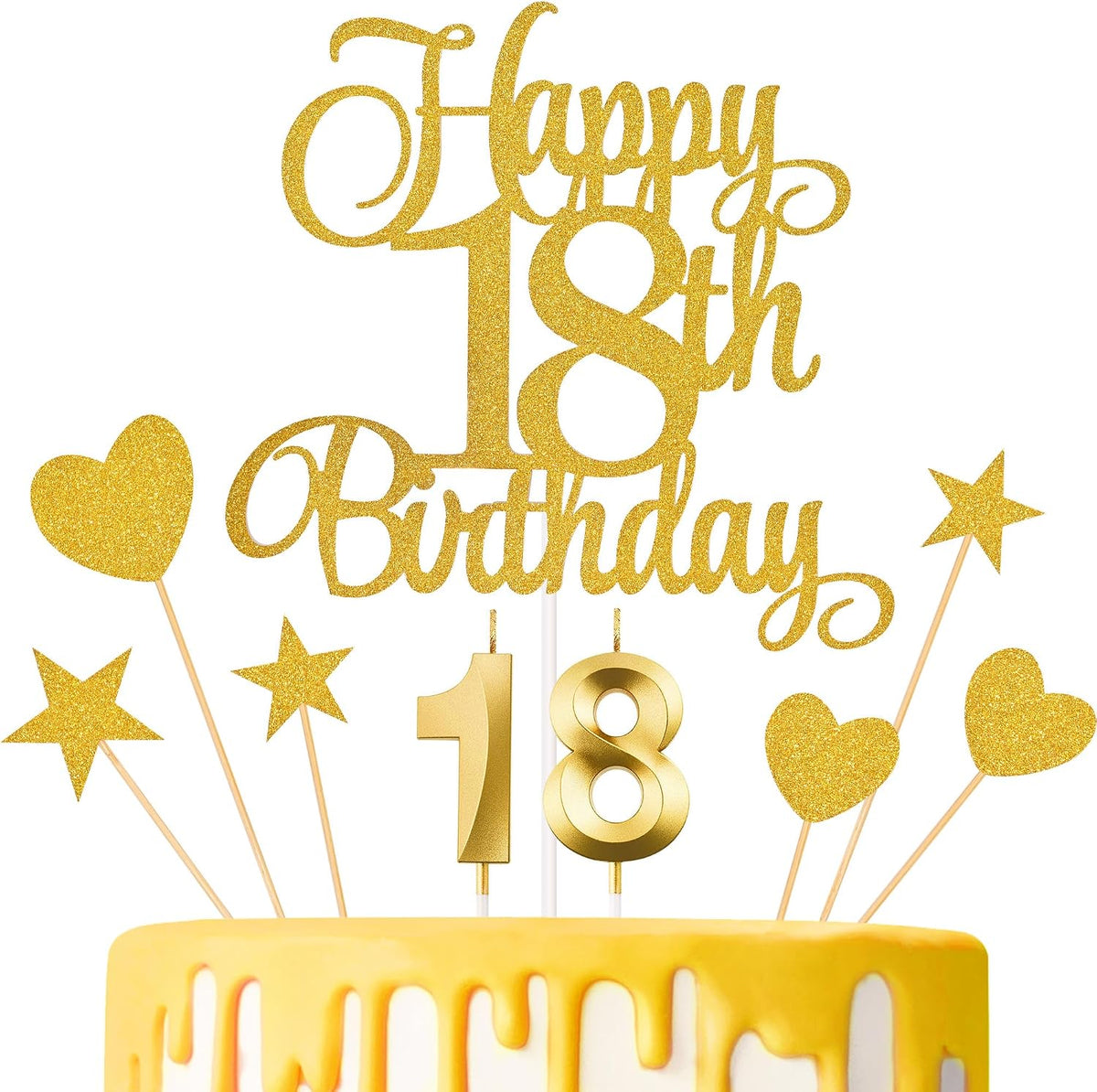 18th Birthday Cake Decorations - Gold