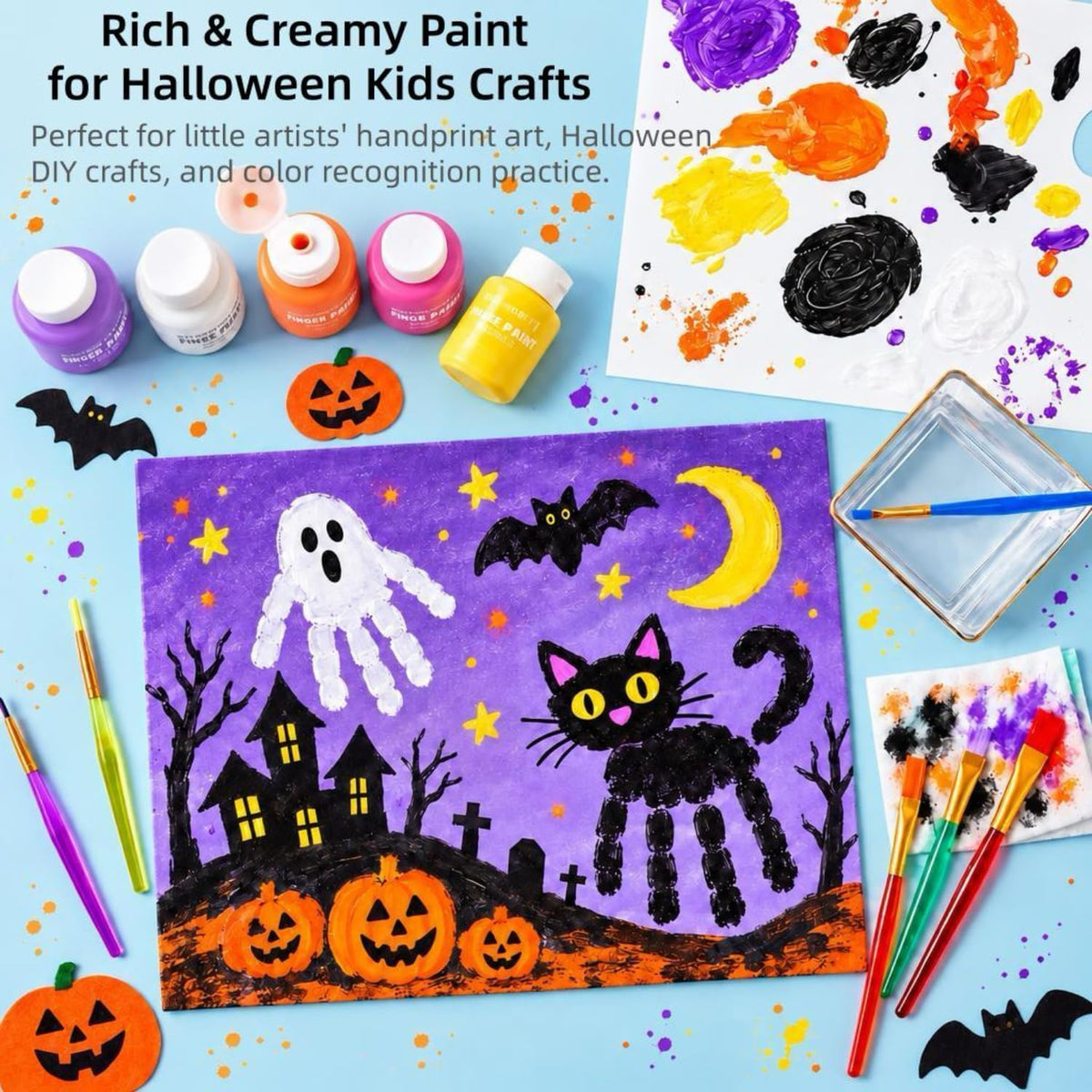Shuttle Art Washable Finger Paint Set, Paint Brushes, Sponge - 14 Colors - image 3