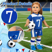 ARTST 18 inch doll soccer outfit with shirt, shorts, socks, headwear, shoes and mini soccer ball - view 6