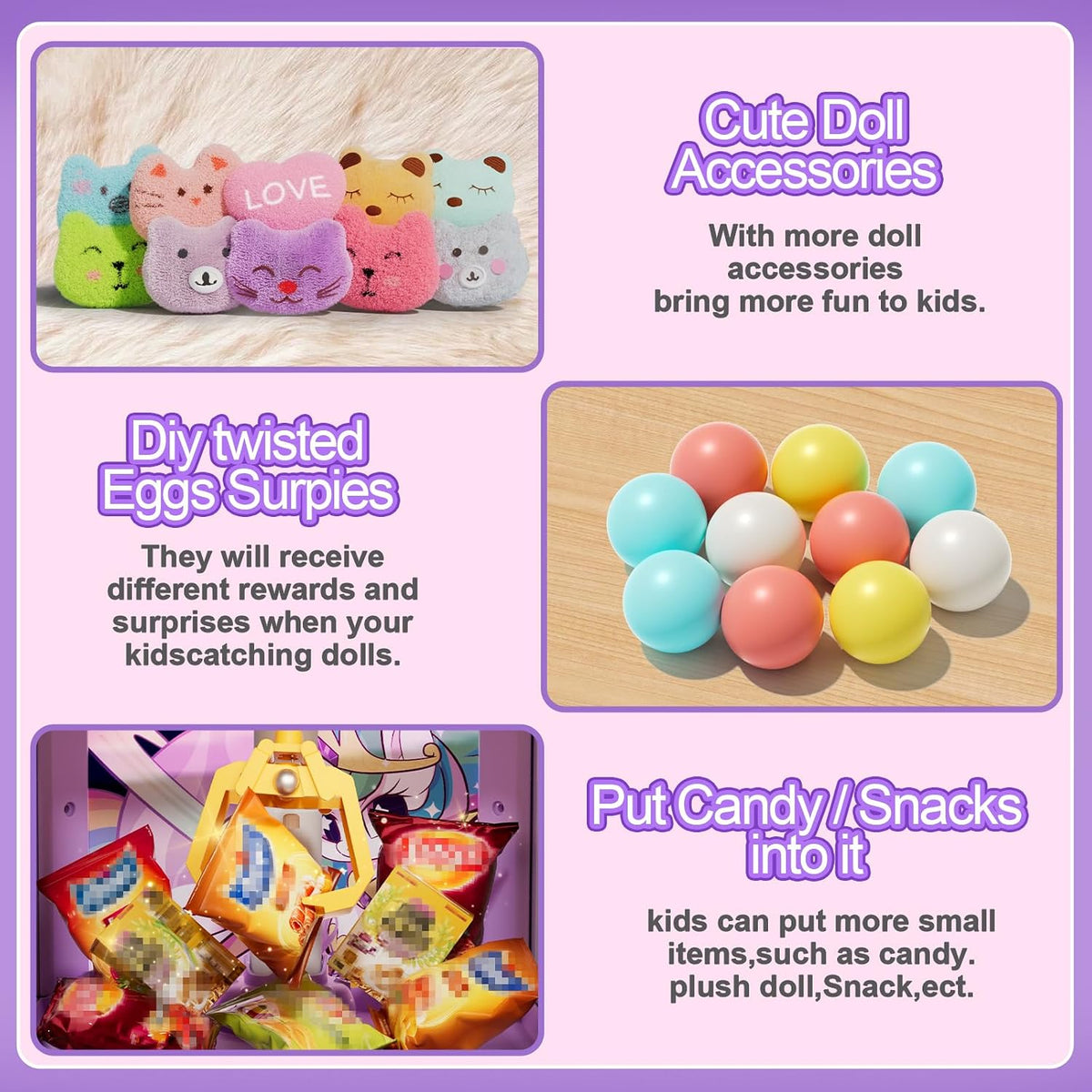 Claw Machine for Kids Girl - Purple Claw Machine - image 4