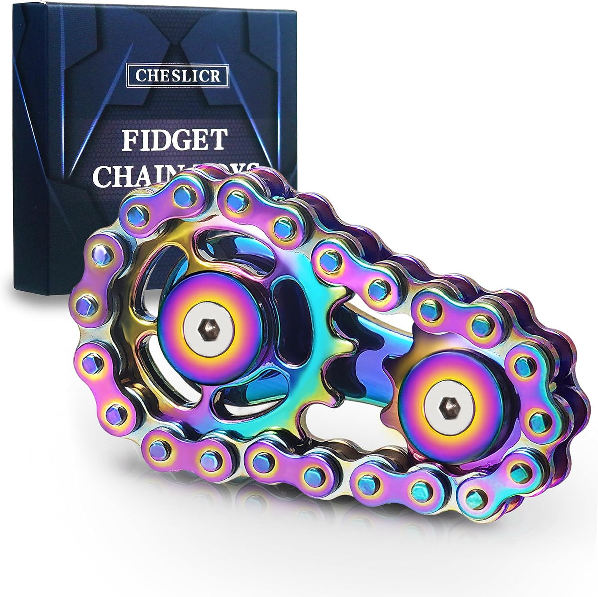 Fidget Spinner Toy for Adults Metal Figette Bike Chain for Adult Men - Colorful