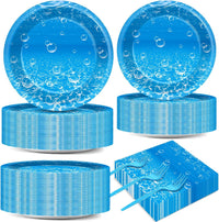 CHUNNIN 200 PCS Gone Fishing Party Plates Napkins Fishing Tableware - Coastal