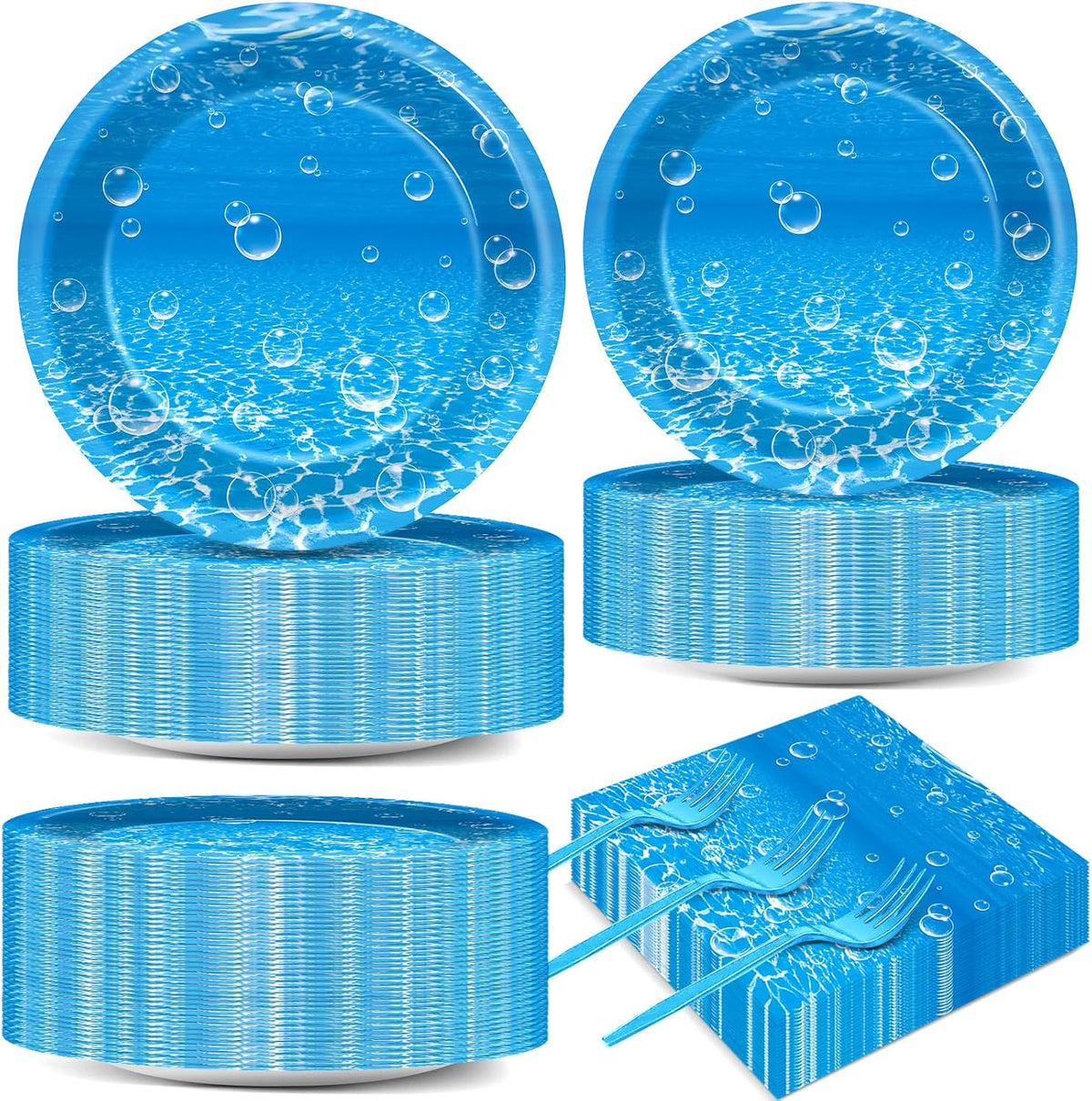CHUNNIN 200 PCS Gone Fishing Party Plates Napkins Fishing Tableware - Coastal