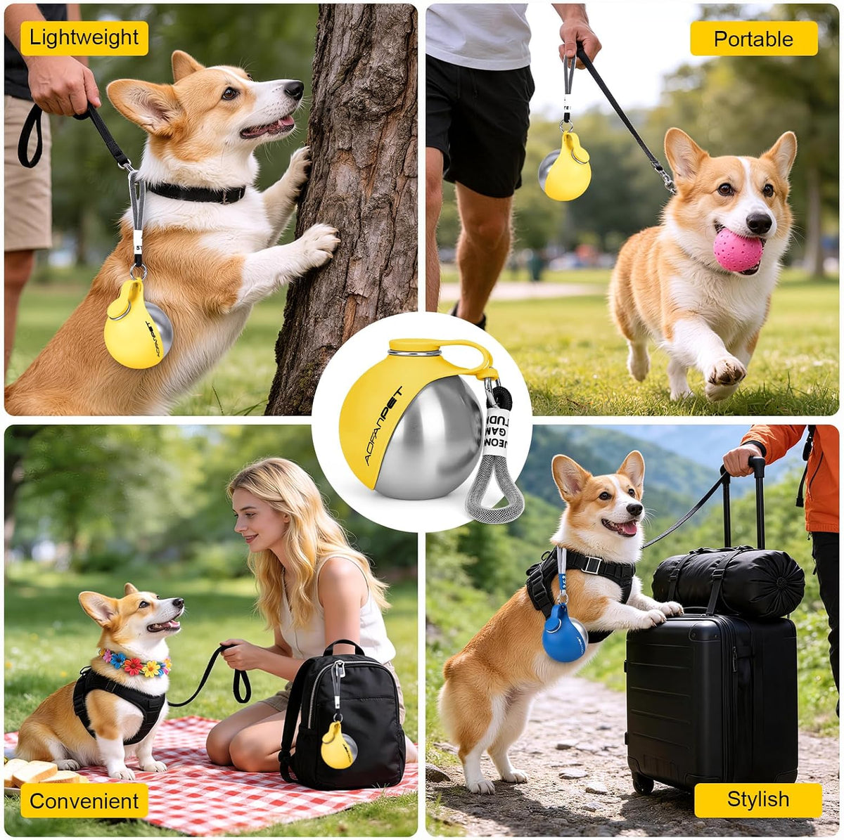 Portable Dog Water Bottle - Yellow - image 4
