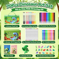 DreamyCandy 70 Pcs Washable Markers Set for Kids 4-8 - Green Dinosaur - image 2