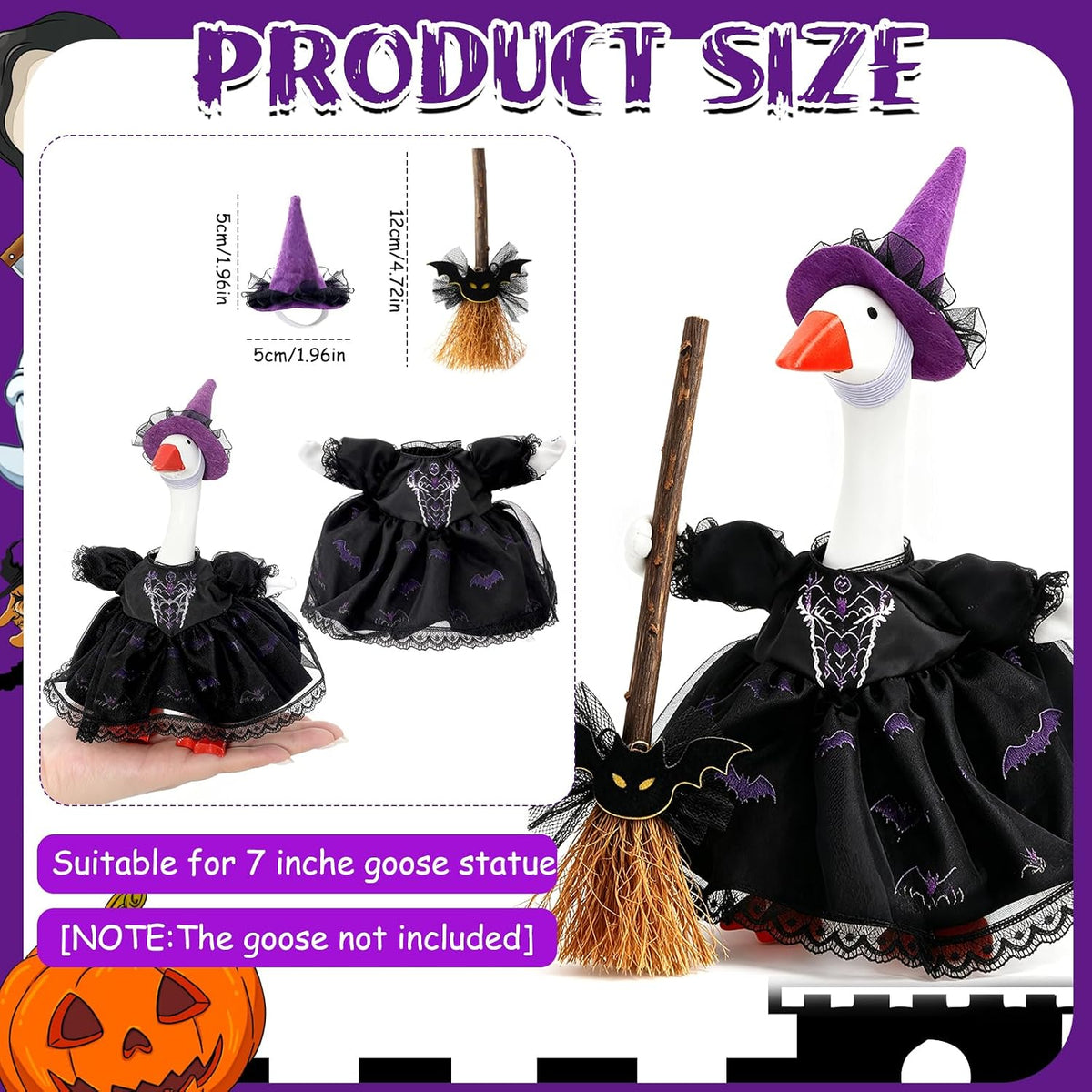 7 Inch Mini Desk Goose Outfits - Halloween Color(black) - image 3