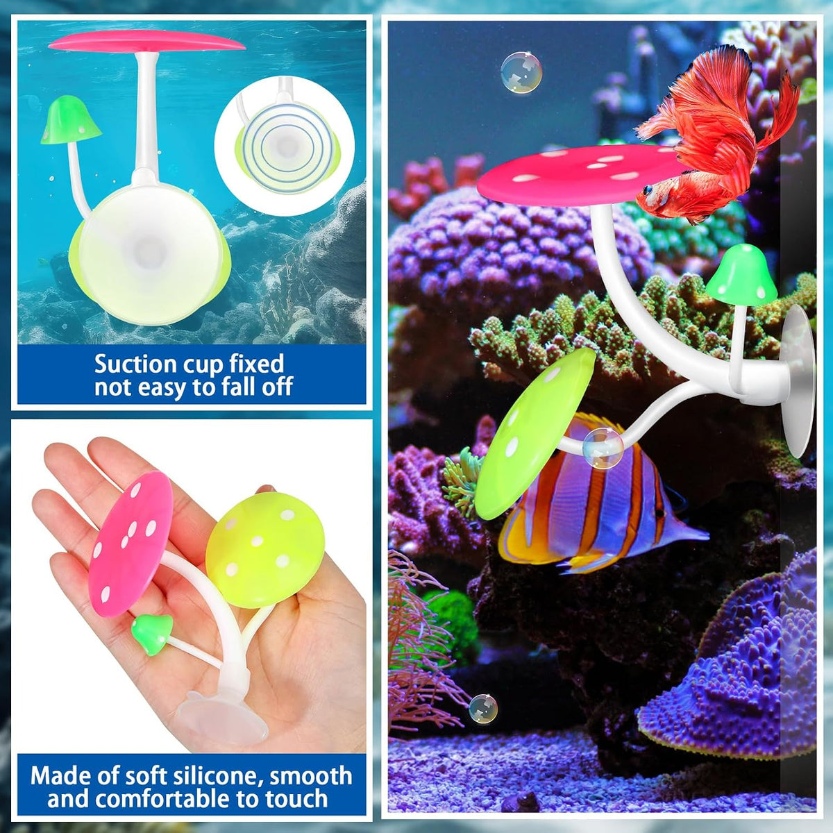 Boao 4 Pcs Betta Fish Bed Leaf Hammock Fish Tank Accessories - Mushroom - image 3