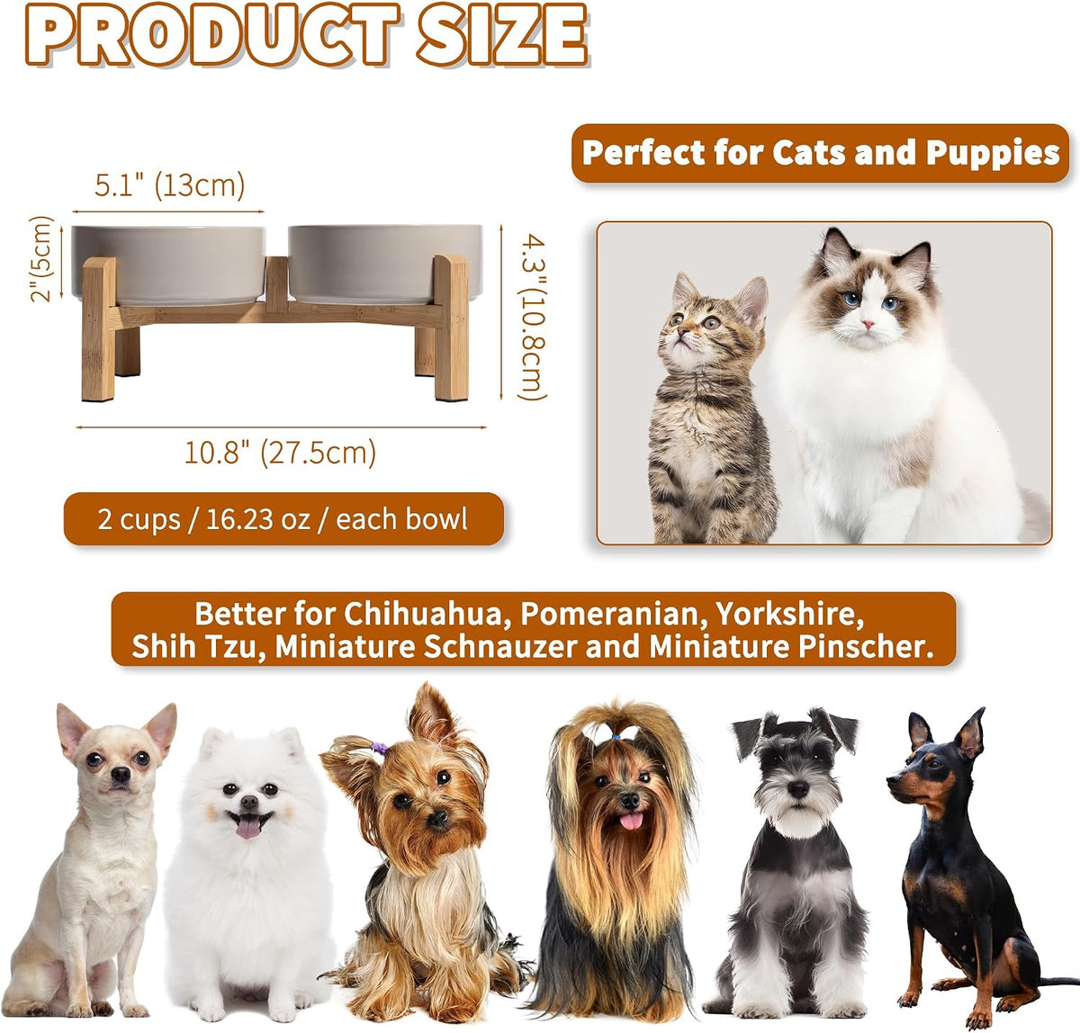 Elevated Ceramic Dog Bowl - Light Gray / Small - image 2
