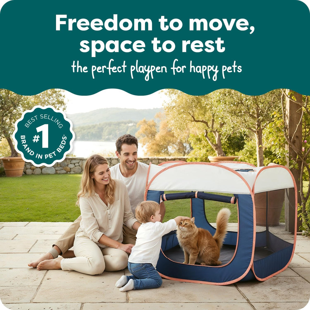 FurHaven Soft-Sided Dog & Cat Playpen - Navy / Extra Large - image 2