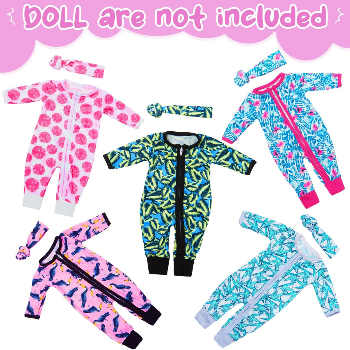 Unicorn Element 5 doll jumpsuits with headbands for 14-18 inch dolls - view 6