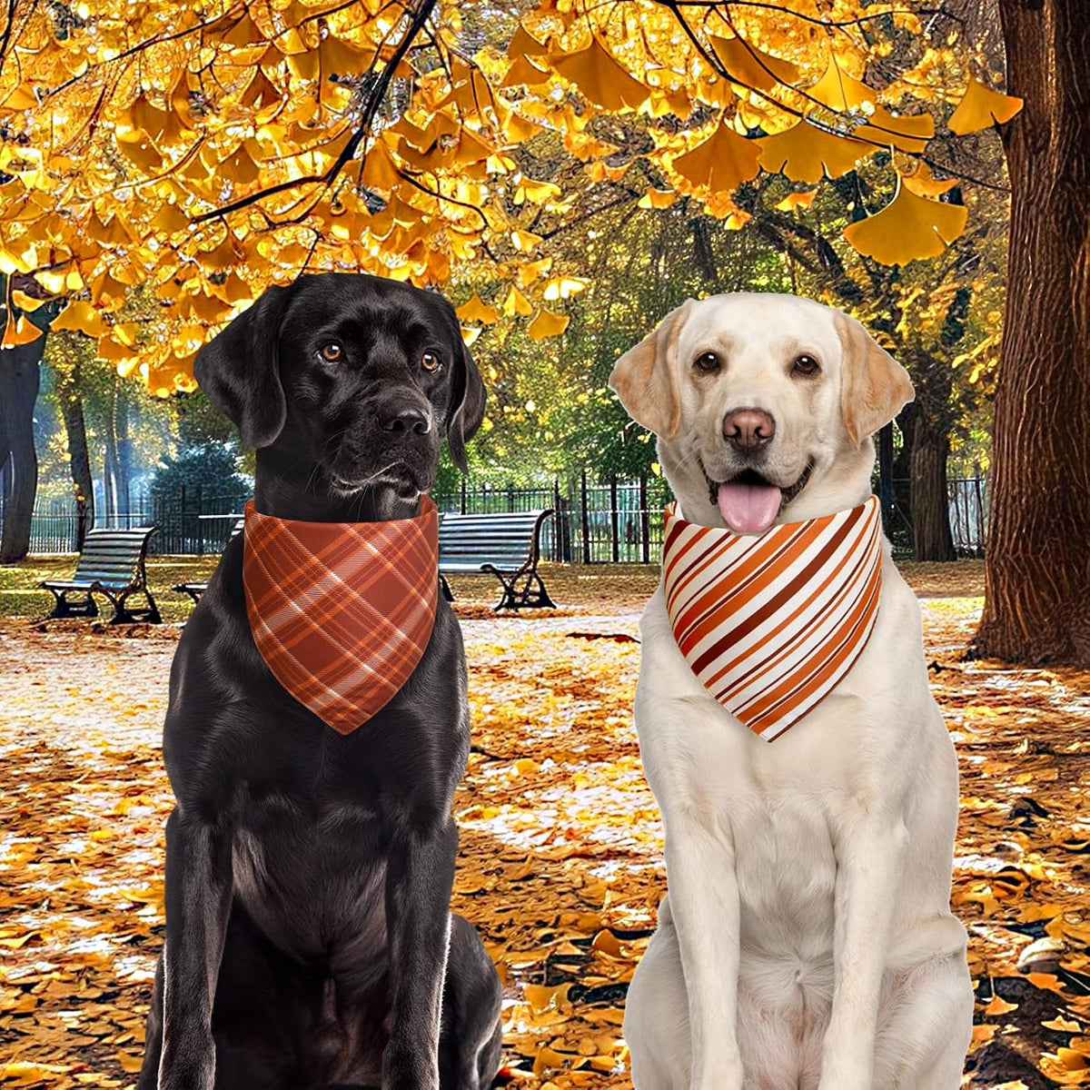 Spring Summer Dog Bandanas Large 3PCS, 6 Pattern Floral Scarf – Essentials for Dogs - plaid-fall / Large - image 2