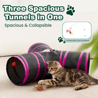 Love's cabin Cat Tunnel for Indoor Cats - Black&Rose Red / S (23.6"x13"x11") - image 4