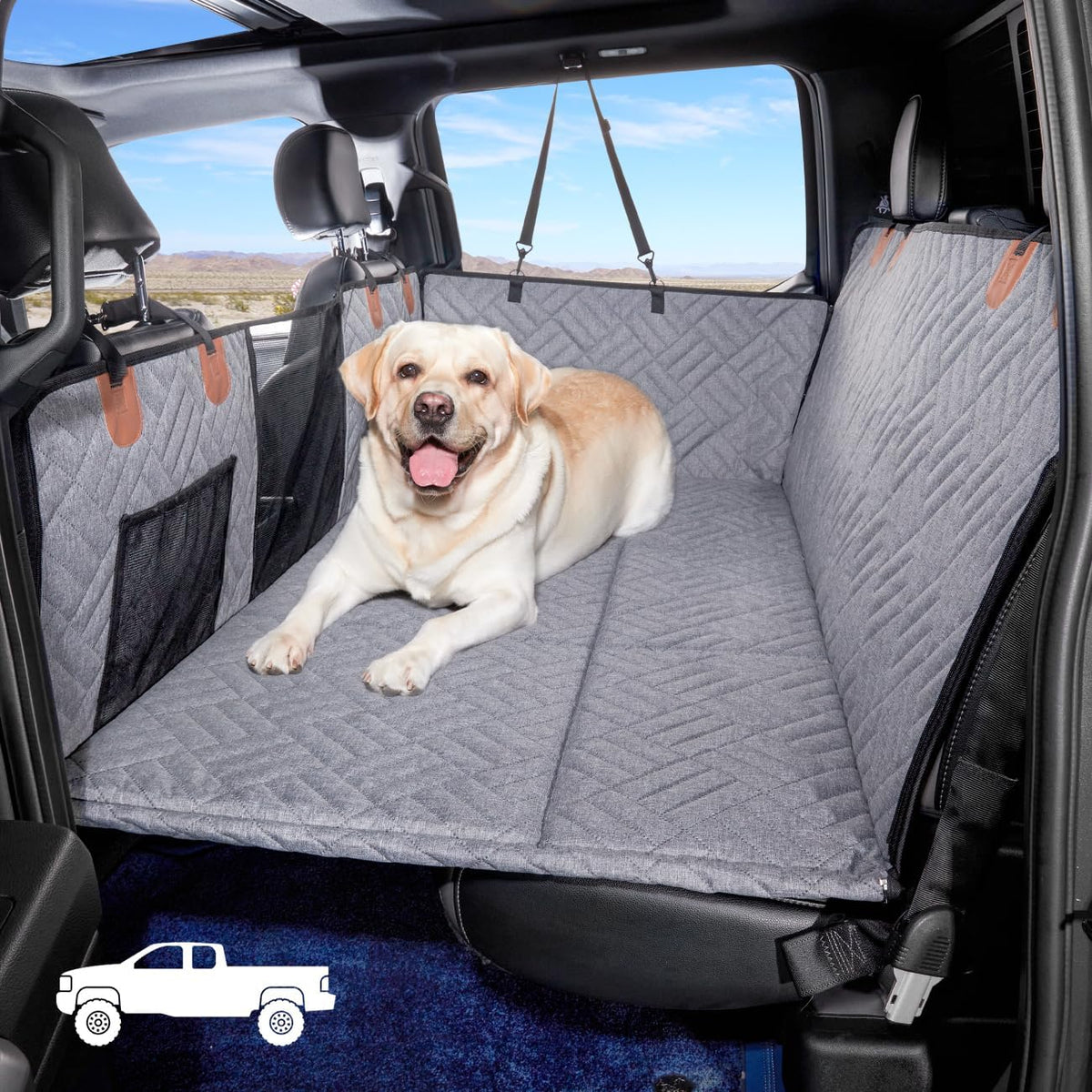 Hard Bottom Dog Car Seat Cover for Back Seat - Grey / For Full Size Truck