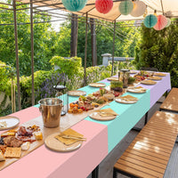 4Pcs Pastel Tablecloths, Mix Color Plastic Tablecloth Disposable Rectangle Table Covers for Baby - Pastel Rectangle / 6pcs - image 4