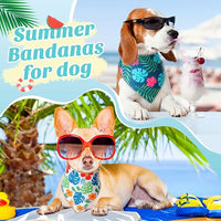 Shyyween100 Pieces Hawaii Dog Bandanas Bulk Summer Bandanas for Dogs Soft Bibs Adjustable Triangle Scarf for Small Medium Large Pets Summer Costume