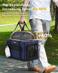 Pecute Cat Carrier, Top Expandable Dog Crate for Travel - Blue - image 2