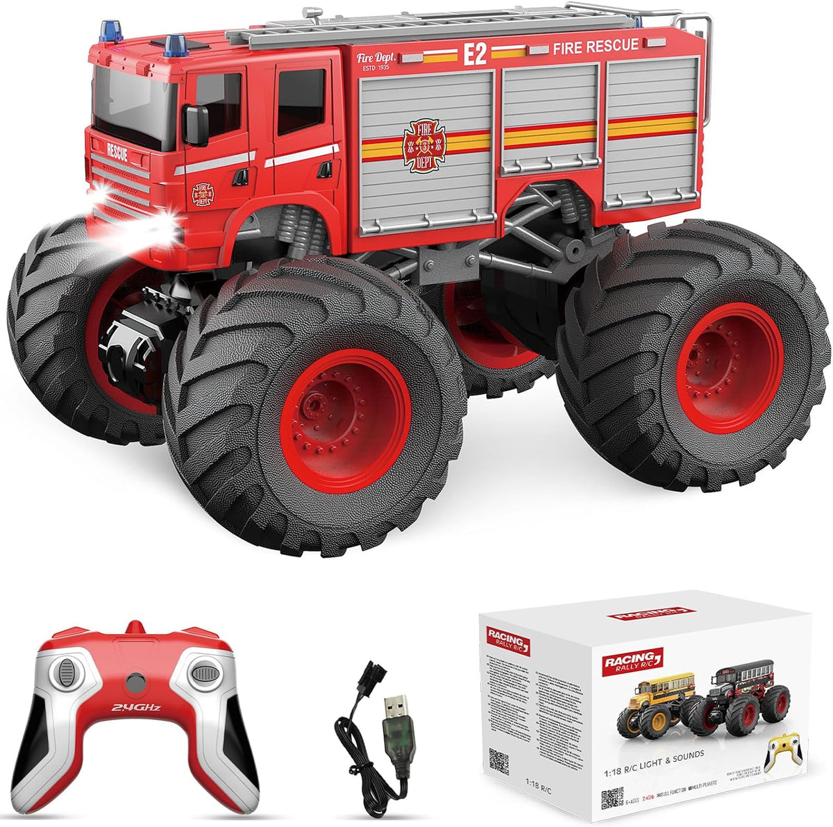 Desdoni 1:18 scale remote control school bus toy with LED headlights - view 2