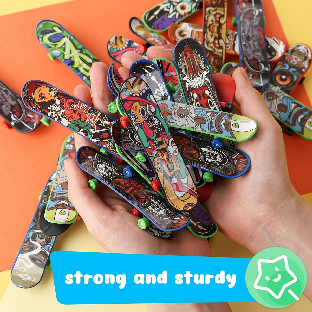 POPLAY 50-pack of mini finger skateboards with assorted graffiti-style graphics - view 4