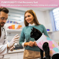 PUMYPOREITY Cat Recovery Suit for Female Surgery, Spay Alternative to Cone of Shame, Surgical Suit for Skin Diseases and Abdominal Wound, Pink, M