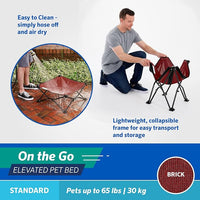 Coolaroo On-The-Go Elevated Dog Bed - Foldable Pop-Up Travel Dog Bed with Breathable, Moisture-Resistant Fabric, Carry Bag Included, Lightweight & Portable, Brick, Standard