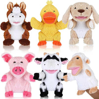 Liliful farm animal hand puppets with movable mouths: horse, sheep, dog, pig, cow and duck - view 2