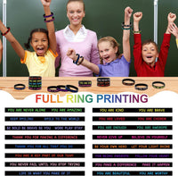 JUNEBRUSHS 64pcs Halloween Party Favors Silicone Bracelets Rubber - Black Motivational Style - image 3