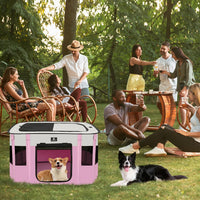 X-ZONE PET Dog Playpen, Puppy Cat Play Pen Portable Foldable Indoor/Outdoor Tent Crate Cage - Pink / Small - image 3
