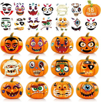 Halloween Mini Pumpkin Decorating Stickers for Kids Toddlers Party - 36 horror pumpkin stickers