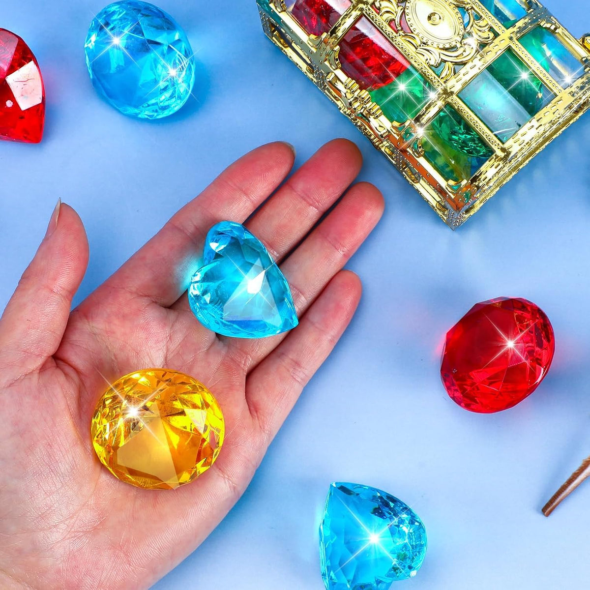 MARFOREVER diving gems pool toys, 15 colorful acrylic diamonds in two sizes - view 9