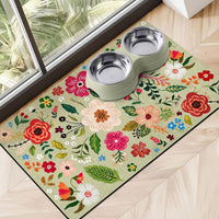 Dog Food Mats for Floors, Absorbent Dog Bowl Mat for Food and Water Dispenser, Quick Dry Cat Food - Green / 24"L x 16"W