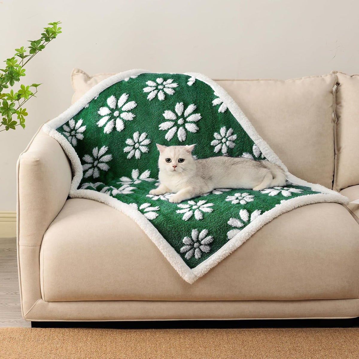 Cute Waterproof Blanket for Dog Cat or Adult, 50"x60", Pink – Essentials for Dogs - 30x40 inches / Green Flower