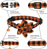 ADOGGYGO Fall Plaid Dog Collar 2 Pack, Thanksgiving Dog Bow Tie - X-Large / Fall Flower - image 4