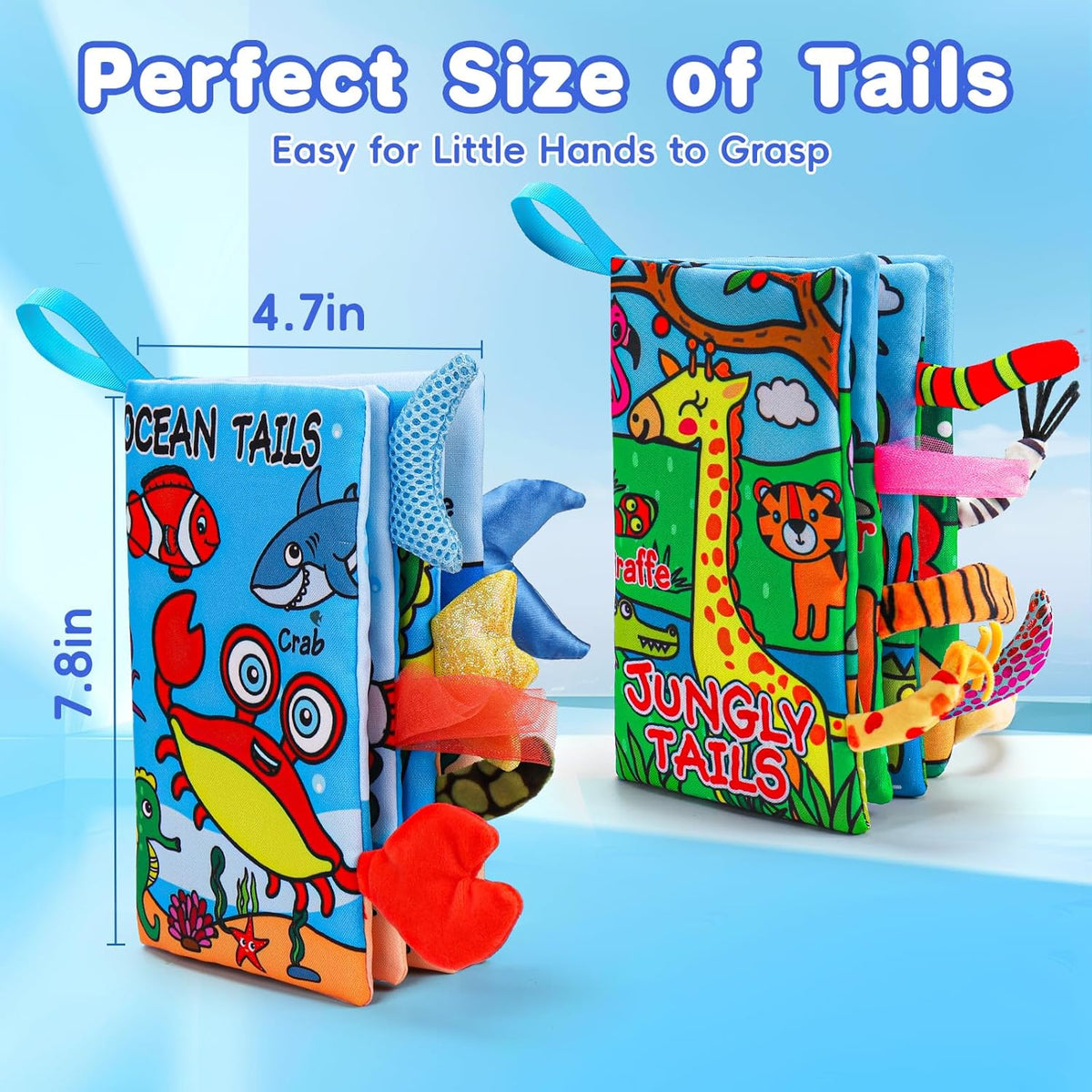 2PCS Baby Books Toys 0-6 Months Infant Tummy Time Sensory Travel Toys – Fun for Kids & Family - Marine & Jungly Animals - image 2