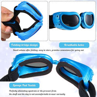 Frienda Dog Helmet and Goggles, UV Protection Doggy Sunglasses and 4 Inch Padded Puppy Motorcycle Helmet Adorable Dog Goggles with Adjustable Belt for Small Dogs Puppy Riding(Blue,S)