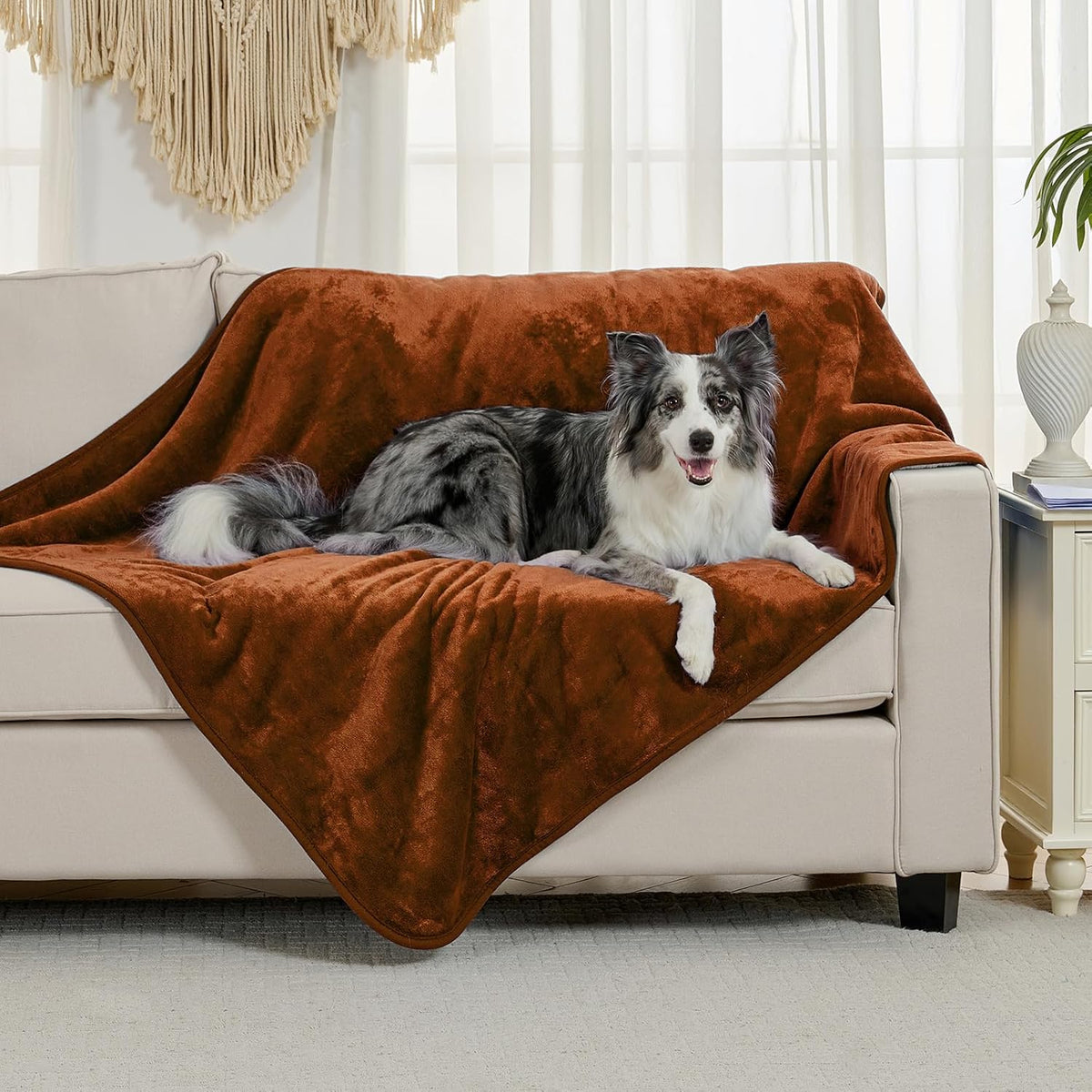 Soft Waterproof Blanket for Bed Couch Sofa - 60x80 inches / Caramel - image 2