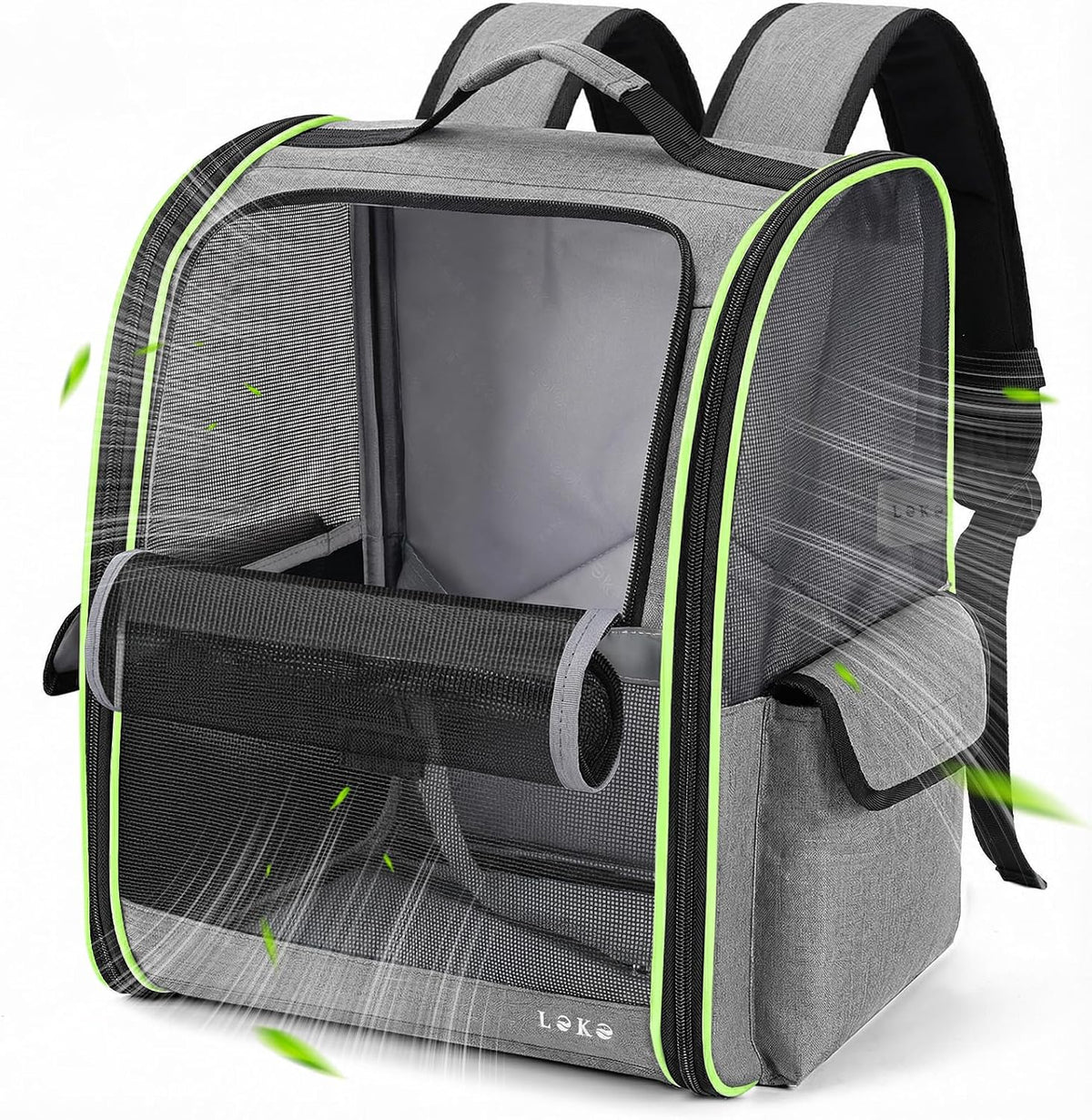 Lekereise Dog Carrier Backpack for Small Medium Dogs Cats up to 18 lbs - Gray / M-Mesh Window