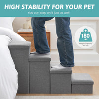 COZY KISS Dog Stairs with Storage, 16.7" H Wider Dog Steps - Grey / 4 / 38.1x17x22 inch - image 4