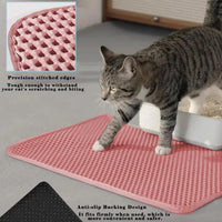 Cat Litter Mat, Honeycomb Double Layer Litter Trapping Mat – Daily Care for Cats - Pink / 35x24 Inches - image 4