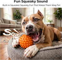 3.5''Durable Squeaky Dog Ball for 25-80lbs Aggressive Chewers – Essentials for Dogs - 1 PC-Peanut Butter-Orange - image 2