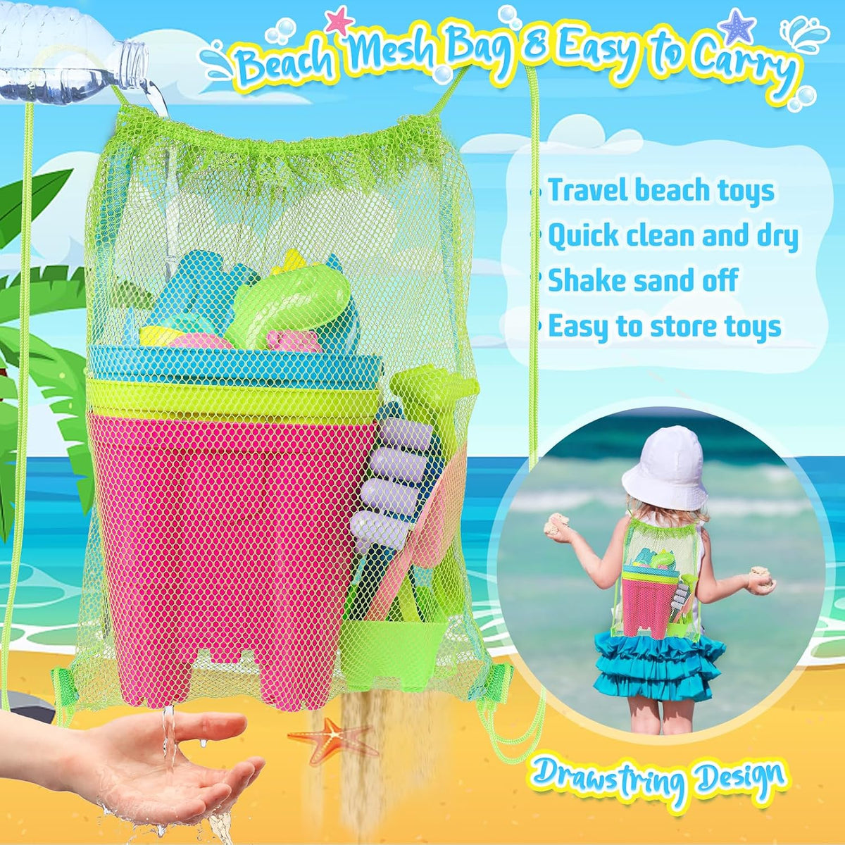 KUBUSFLY Beach Toys with 3 Castle Buckets - image 3