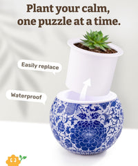 PieceRelax Unique 3D Puzzle Planter, 80 Plastic Pieces [K1101] - Oriental Floral Ornament - image 2