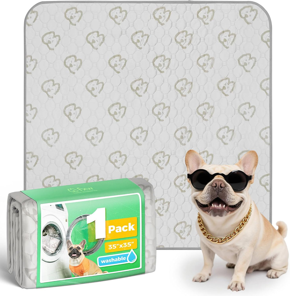 FXW Washable Pee Pads for Dogs, Super Absorbent - 35" Square / 1 Pack