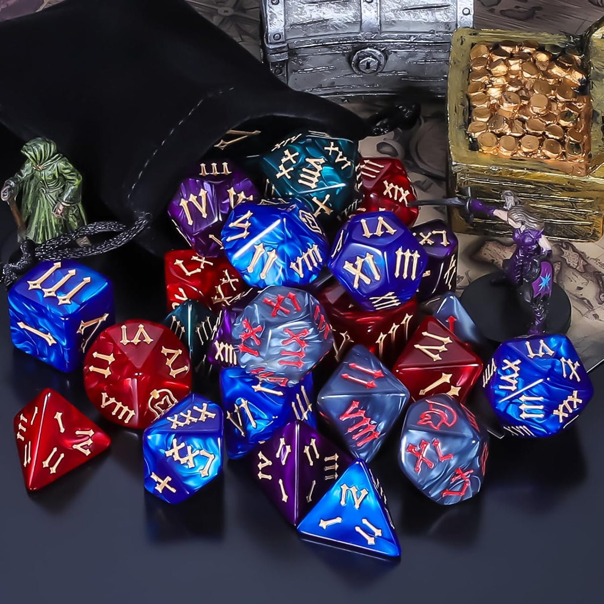 QMay 7 Sets Polyhedral Dice - 5 Colors (35pcs) - image 4