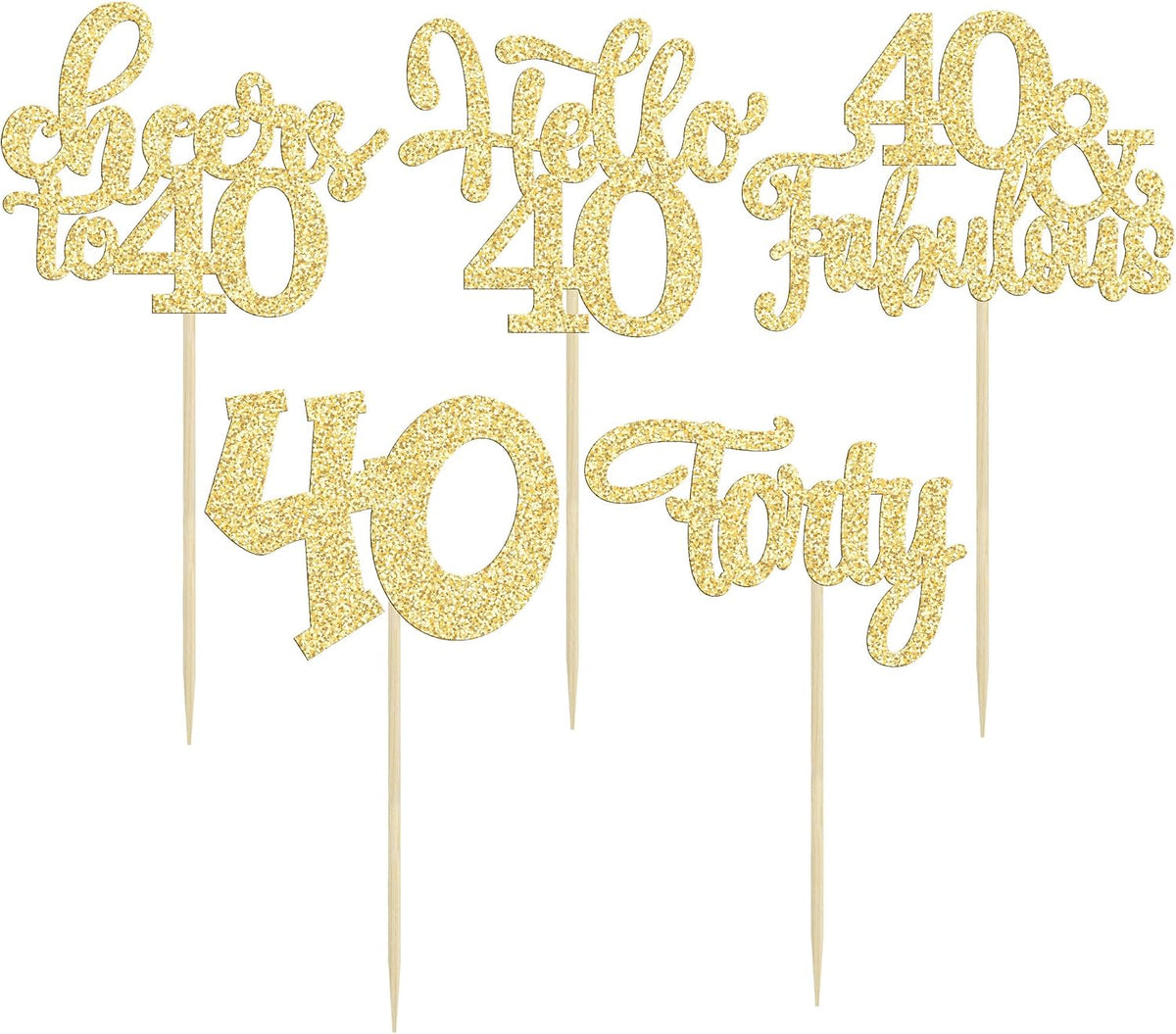 30pcs 16th Birthday Cupcake Toppers - 40th / Gold - image 3