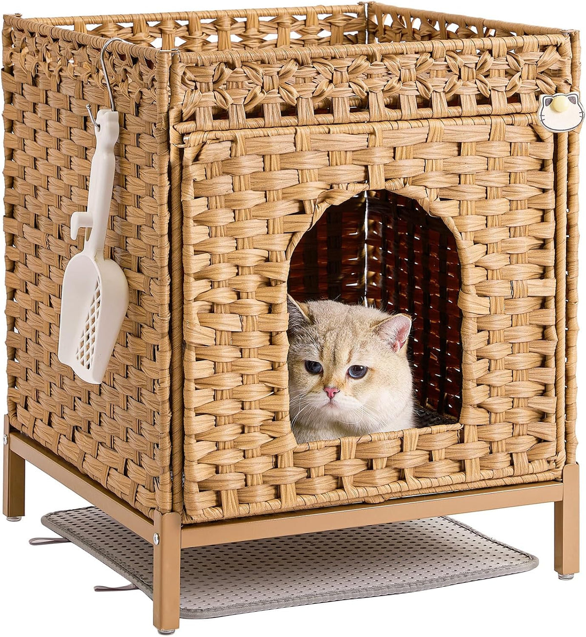 Cat Litter Box Enclosure Hidden Litter Box Furniture - Medium / Natural