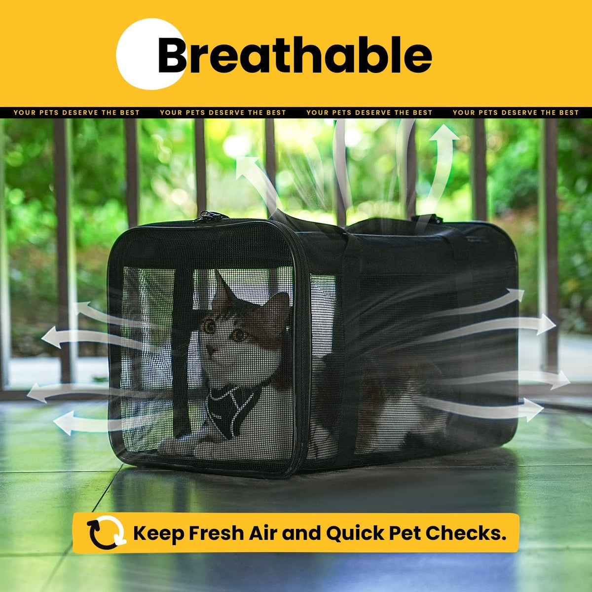 Conlun Cat Carrier Bag, Soft-Sided Pet Carriers for Dogs, M - 17.0"L x 11.0"W x 11.0"H / Black - image 3