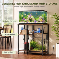 5-10 Gallon Fish Tank Stand with Storage Shelves - Rustic Brown / 40 Gallon-3 Tier - image 3