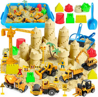 Tcvents unicorn sensory bin with pink sandbox, play sand, castle molds and unicorn figures